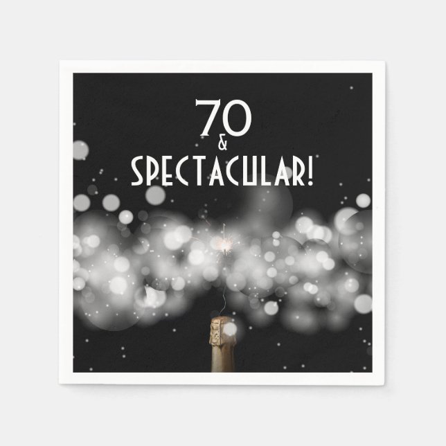 70 und spektakuläres Champagner Party Napkins Serviette (Vorderseite)