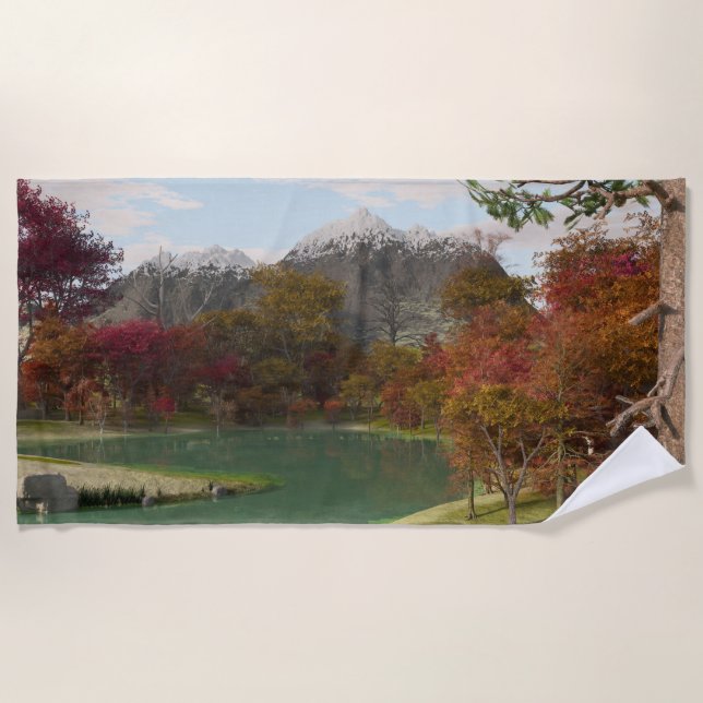 70 "x35" Badetuch mit "Herbstfarben"-Image (Vorderseite)