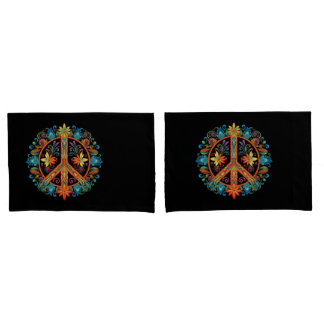 70er 60er Friedenszeichen farbig Kissenbezug