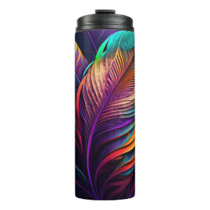 70er 60er Psychedelische Federn Thermosbecher