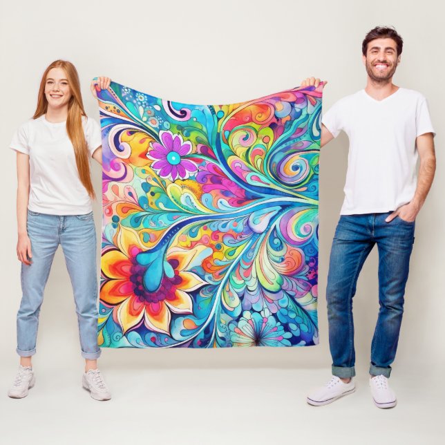 70er 60er psychedelische Hippie Retro Hip Fleecedecke (Beispiel)
