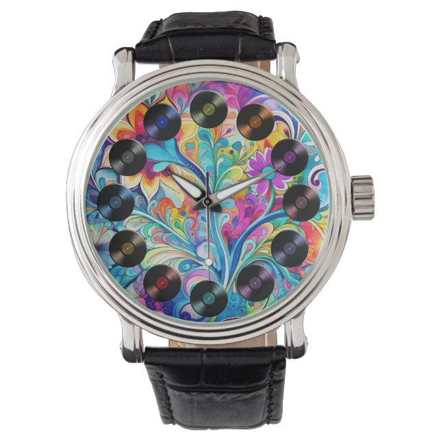 70er 60er Psychedelischer Hippie Retro Hip Armbanduhr (Vorderseite)