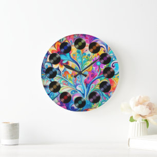 70er 60er Psychedelischer Hippie Retro Hip Große Wanduhr