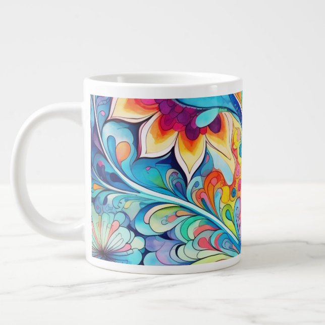 70er 60er Psychedelischer Hippie Retro Hip Jumbo-Tasse (Links)