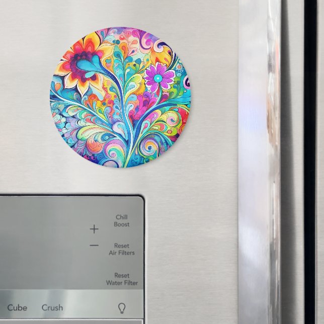 70er 60er Psychedelischer Hippie Retro Hip Magnet (In Situ (Kühlschrank))