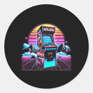 70er 80er 90er Vintage Retro Arcade-Videospiel Alt Runder Aufkleber