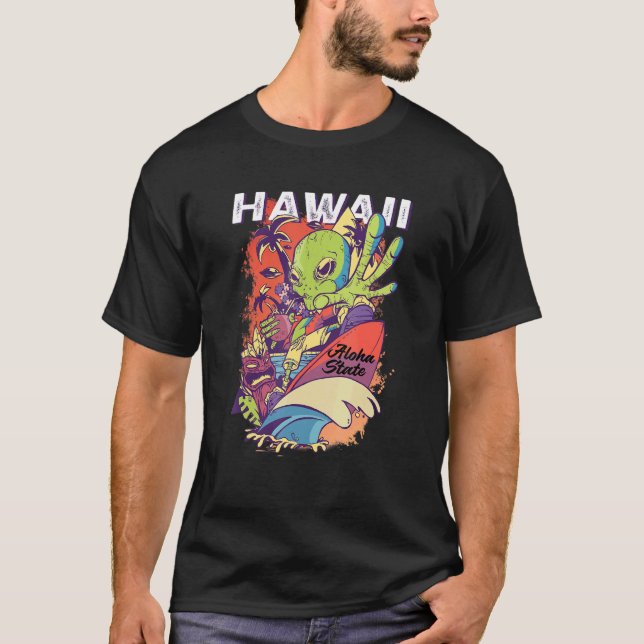 70er 80er Hawaiian Island Palm Beach Great Hawaii T-Shirt (Vorderseite)
