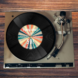 70er 80er Retro Vintag Vinyl Record Music Geburtst Einladung