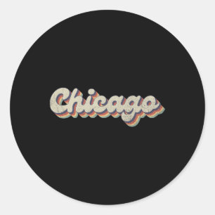 70er 80er Usa Stadt - Vintage Chicago  Runder Aufkleber