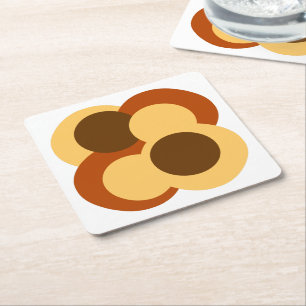 70er Abstrakte geometrische Rundformen Rechteckiger Pappuntersetzer