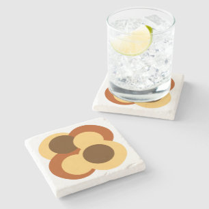 70er Abstrakte geometrische Rundformen Steinuntersetzer