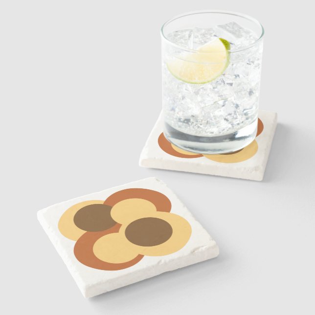 70er Abstrakte geometrische Rundformen Steinuntersetzer (Seitenansicht)