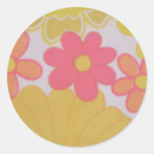 70er Blumen Retro Runder Aufkleber