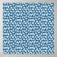 70er Blumendruck in Blau, Vintage Blüte, Blume