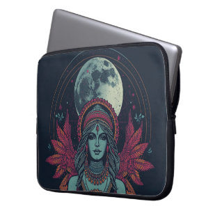 70er Boho-Laptop-Hülle, Juwel-Töne Feminine Retro Laptopschutzhülle