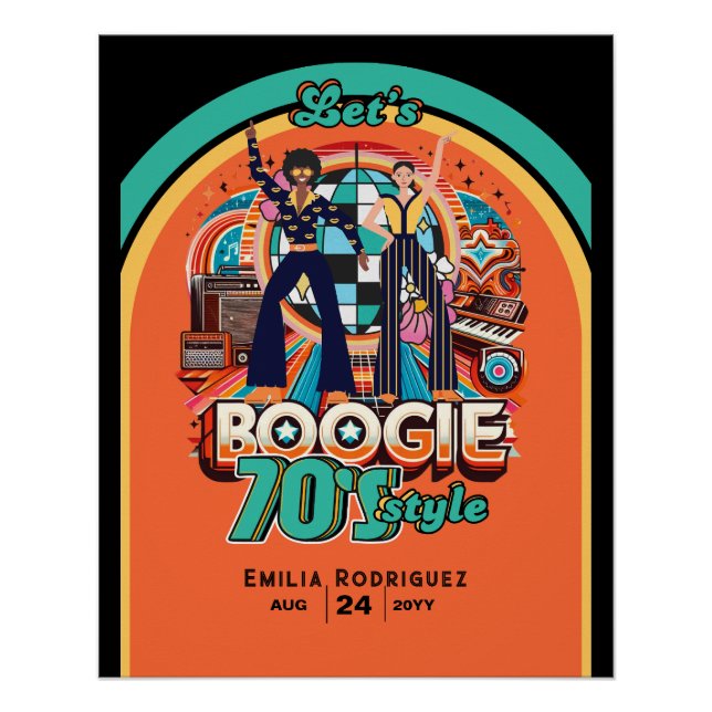 70er Boogie Retro Disco Tanz Empfang Poster (Vorderseite)