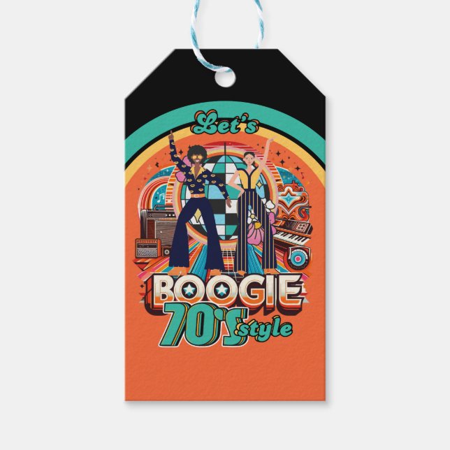 70er Boogie Retro Disco Tanz Gastgeschenke Geschenkanhänger (Vorderseite)