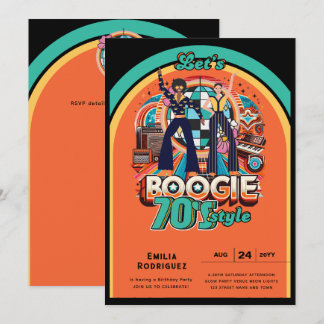 70er Boogie Retro Disco Tanz Geburtstagsparty Einladung