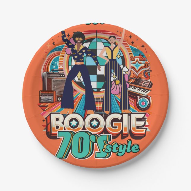 70er Boogie Retro Disco Tanz Partyware Essen Pappteller (Vorderseite)