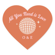 70er Disco Ball Glitzern Retro Hochzeitsinitialen