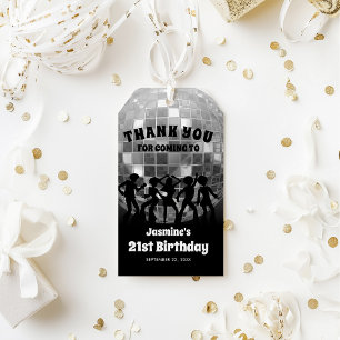 70er Disco Geburtstag Silberner Glitzer Ball Viele Geschenkanhänger
