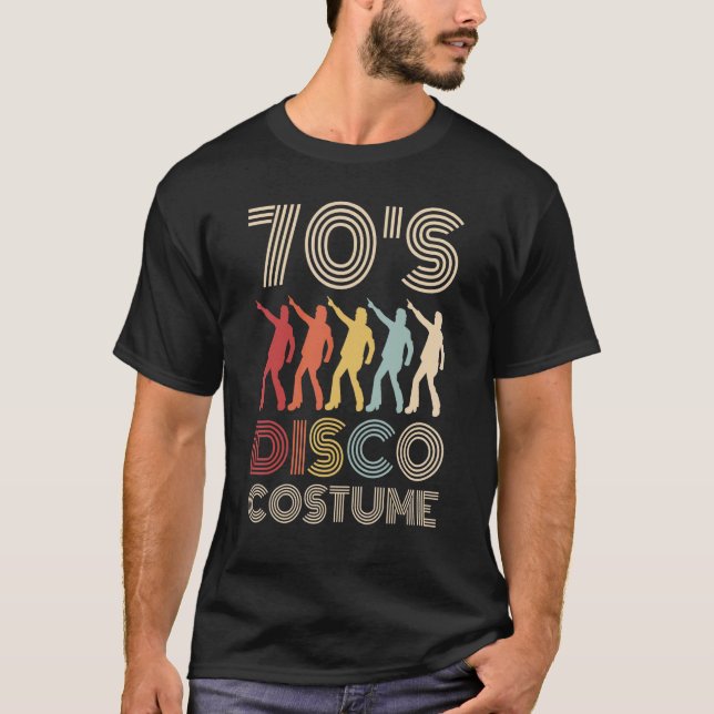 70er Disco Kostüm 70 Stile 1970er Men Themed Party T-Shirt (Vorderseite)