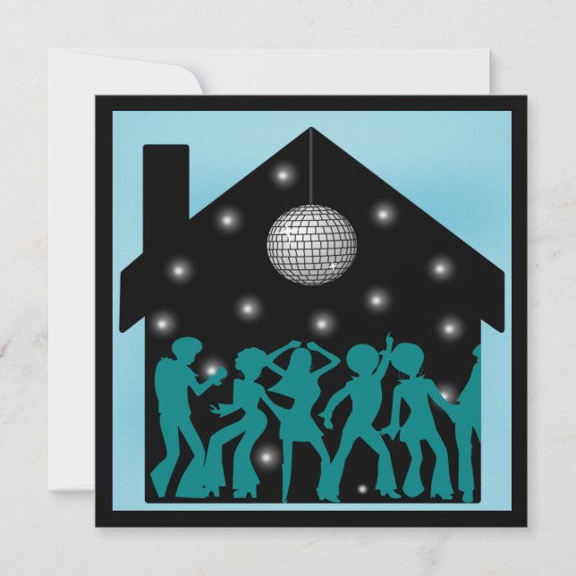 70er Disco Theme House Party Einladung (Vorderseite)