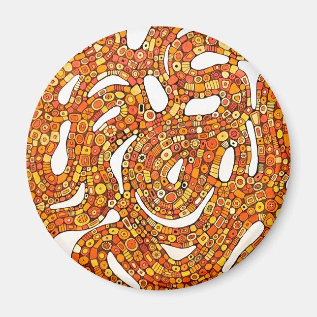 70er Farben Rot Orange Gelb Abstractes Design Magnet (Vorne)