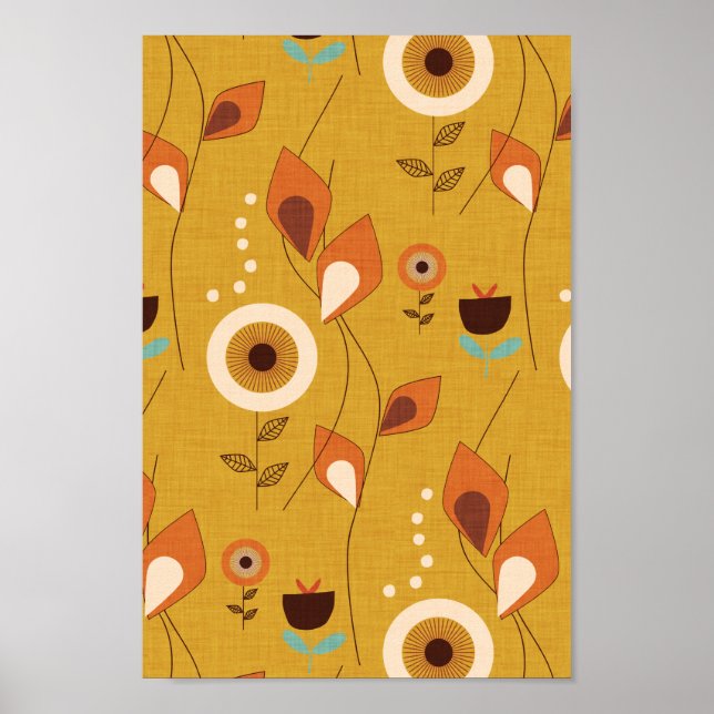 70er Floral Mustard Poster (Vorne)