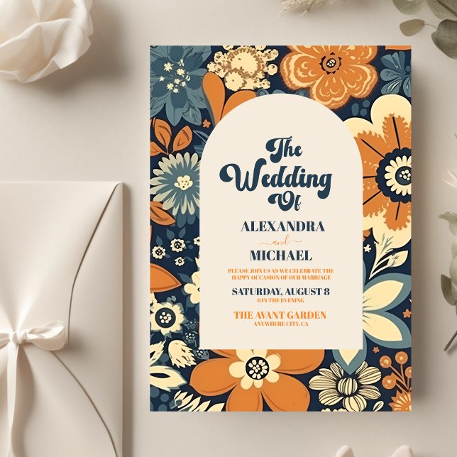 70er Floral Wedding Einladung (Von Creator hochgeladen)