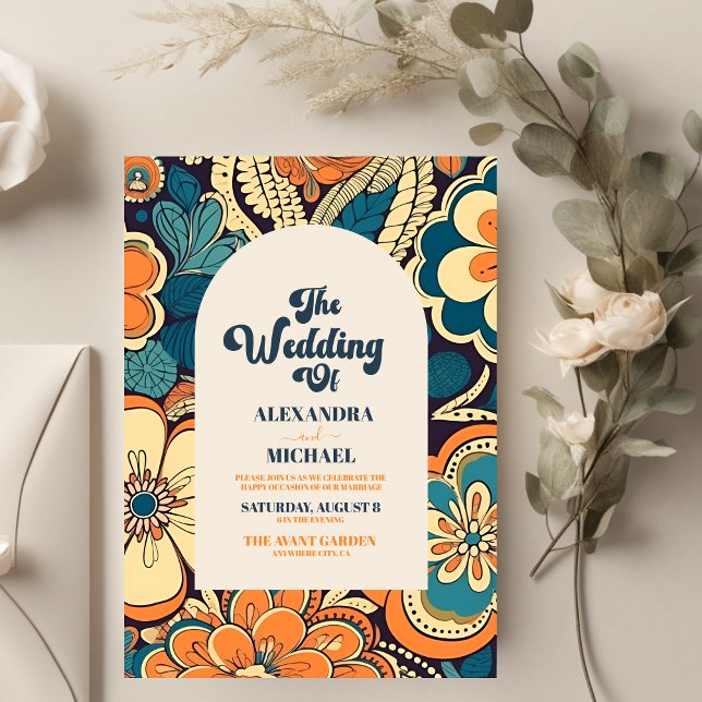 70er Floral Wedding Einladung (Von Creator hochgeladen)
