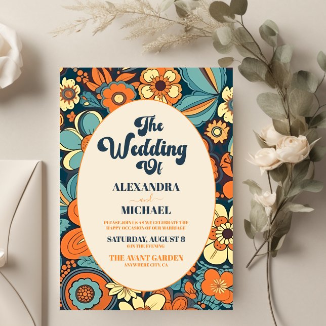 70er Floral Wedding Einladung (Von Creator hochgeladen)