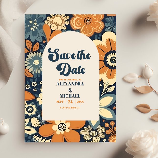 70er Floral Wedding Save The Date (Von Creator hochgeladen)