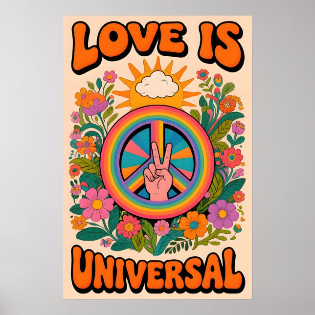 70er Friedenssymbol Pop Art Poster (Vorne)