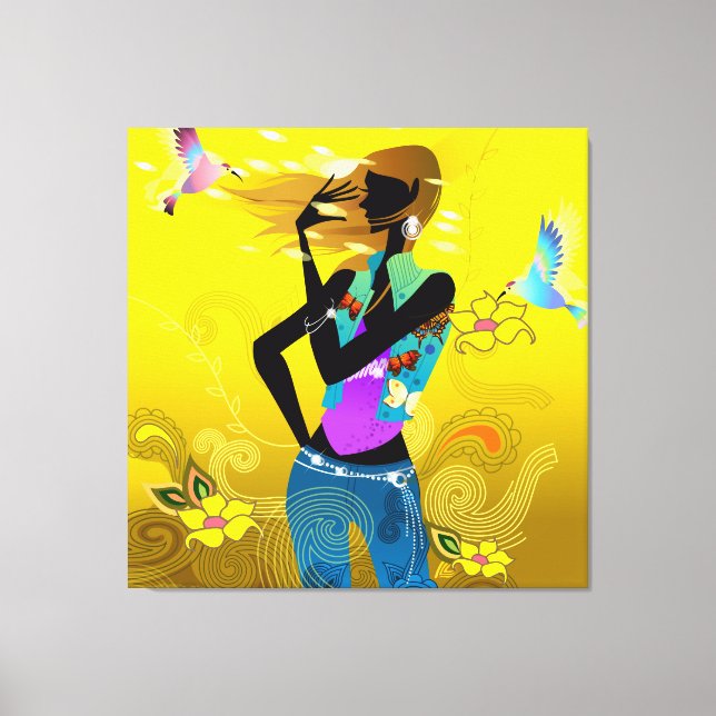 70er Girl Wrapped Canvas Leinwanddruck (Vorderseite)