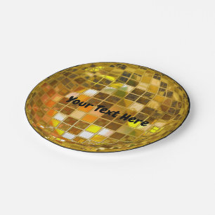 70er Gold Disco Ball 7" Papierplatte Pappteller