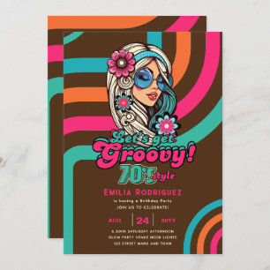 70er Groovy Boogie Retro Disco Geburtstagsparty Einladung