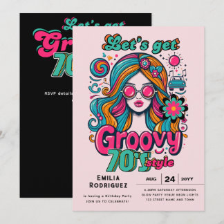 70er Groovy Boogie Retro Disco Geburtstagsparty Einladung