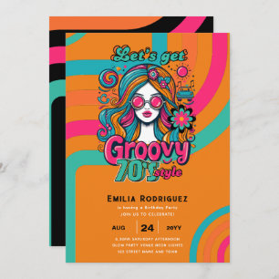 70er Groovy Boogie Retro Disco Geburtstagsparty Einladung