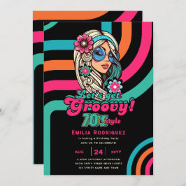 70er Groovy Boogie Retro Disco Geburtstagsparty Einladung