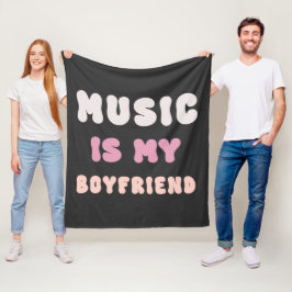70er Groovy Typografie - Musik ist mein Freund Fleecedecke