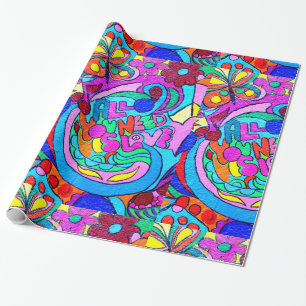 70er Hippie-Frieden-und-Liebe-Geschenkpapier Geschenkpapier