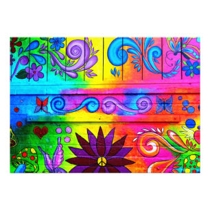 70er Hippie-Psychedelic-Wandbild-Fotoabzug Fotodruck