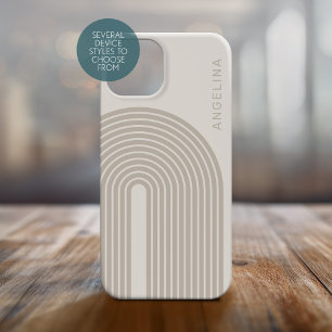 70er Inspiriert Linie Art - Neutraler Regenbogenbo iPhone 16 Hülle