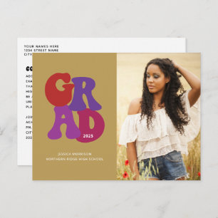 70er Inspiriert Retro Graduate Foto Abschluss Postkarte