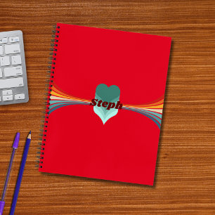 70er Inspiriert Retro-Regenbogen Streifen Rot Notizbuch
