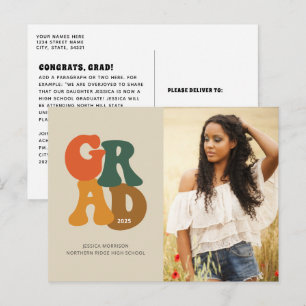 70er Inspiriert Typografy Foto Abschluss Postkarte