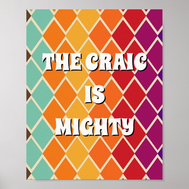 70er inspiriertes irisches Poster "The craic is mi (Vorne)