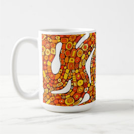 70er-Jahre-Farben Rot Orange Gelb Abstrakte Gestal Kaffeetasse
