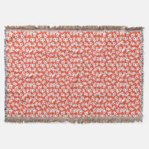 70er Jahre Floral in Rot, Vintage-Blumenmuster, Bl Decke
